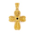 18K Gold Byzantine Filigree Ruby Cross - Image 5