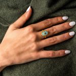 18K Gold Turquoise Enamel Ring - Image 2