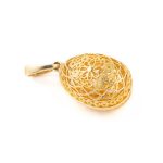14k Gold Filigree Egg Pendant with Rosette