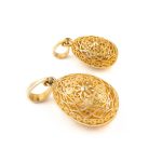 14k Gold Filigree Egg Pendant with Rosette - Image 4