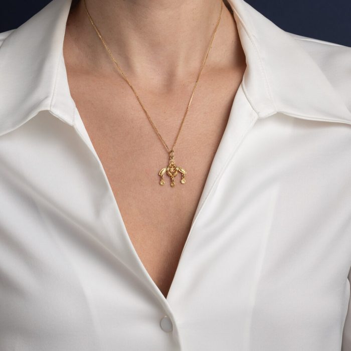 Gold Bee Pendant in 14K Solid Yellow Gold - Image 4