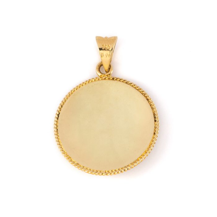 18k Gold Blue Ancient Greek Floral Pendant - Image 3