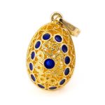 Filigree Egg Pendant Necklace – Sterling Silver and Gold Plated with Blue Enamel - Image 8