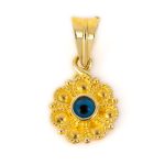Mycenaean Rosette Flower Pendant with Evil Eye symbol in 14K Gold - Image 6
