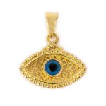 14K Gold Filigree Byzantine Evil Eye Pendant - Image 4