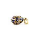 Egg pendant necklace with Square Motifs - Sterling Silver Gold Plated with Enamel - Image 3