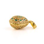 Rosette Flower Egg Pendant Necklace with Enamel - Image 3