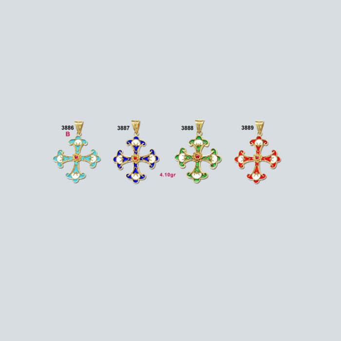 18K Gold Enamel Byzantine Ruby Cross - Image 9