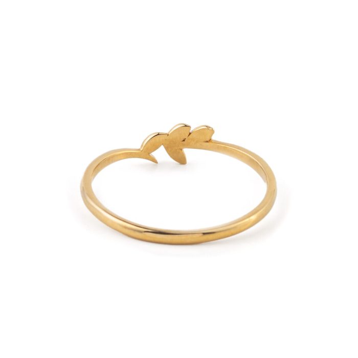 Olive Leaf Ring – 14K Solid Yellow Gold - Image 3