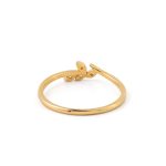 Olive Ring with Zircon – 14K Solid Yellow Gold - Image 3