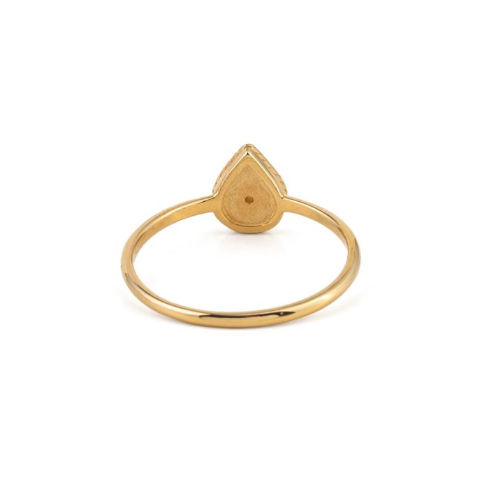 Teardrop Ring with Zircon – 14K Solid Yellow Gold - Image 3