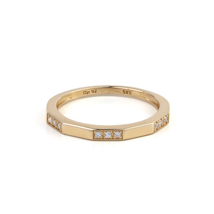 Polygon Zircon Ring - 14K Yellow Gold - Image 1