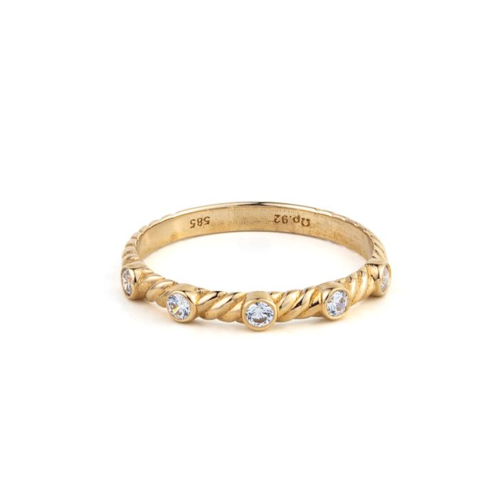 Cubic Zirconia Ring - 14K Yellow Gold - Image 1
