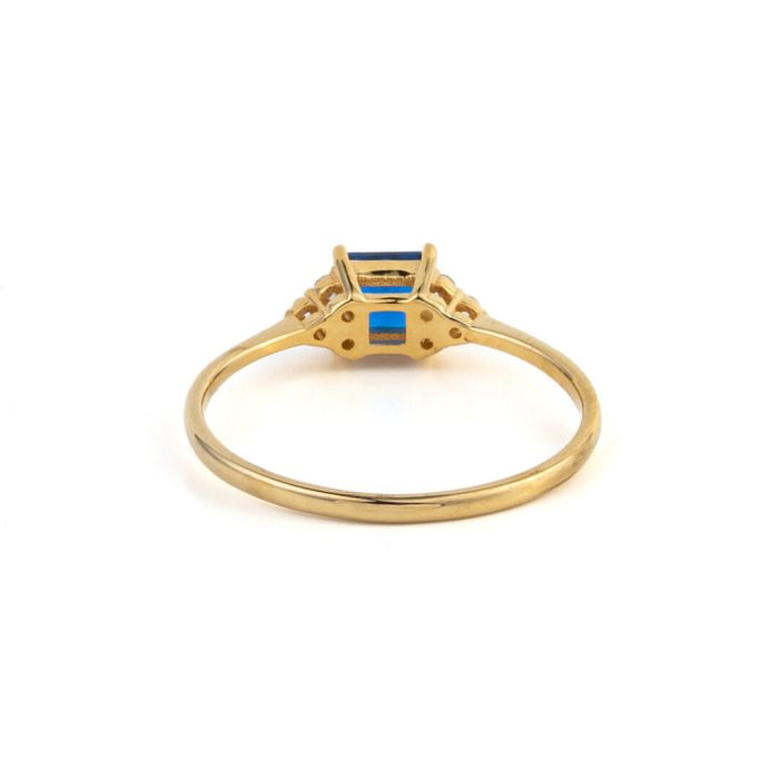 Dainty Blue Stone Ring - 14K Yellow Gold - Image 3