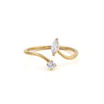14K Yellow Gold Open Ring with Cubic Zirconia