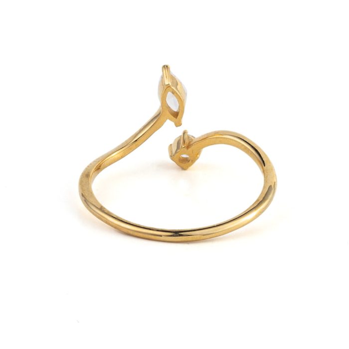 14K Yellow Gold Open Ring with Cubic Zirconia - Image 3
