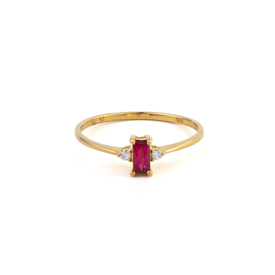 KO-R-06217058|KO-R-06217058m|KO-R-06217058b|package-roots Red Square Stone Ring – 14K Yellow Gold - Image 1