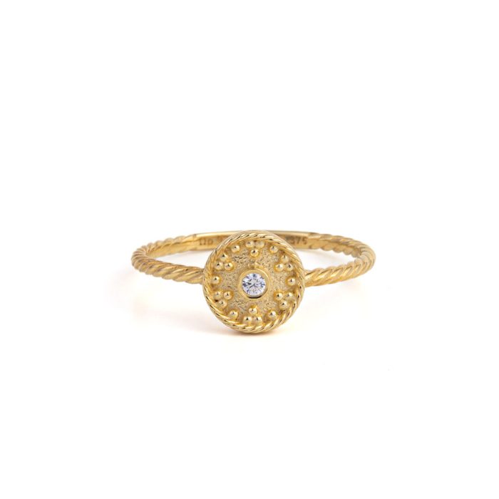 9K Gold Zircon Ring - Image 1