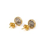 Goddess Athena Coin Earrings - 14K Gold and Sterling Silver - Image 3