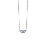 Zirconia Evil Eye Necklace - Sterling Silver 925 - Image 2
