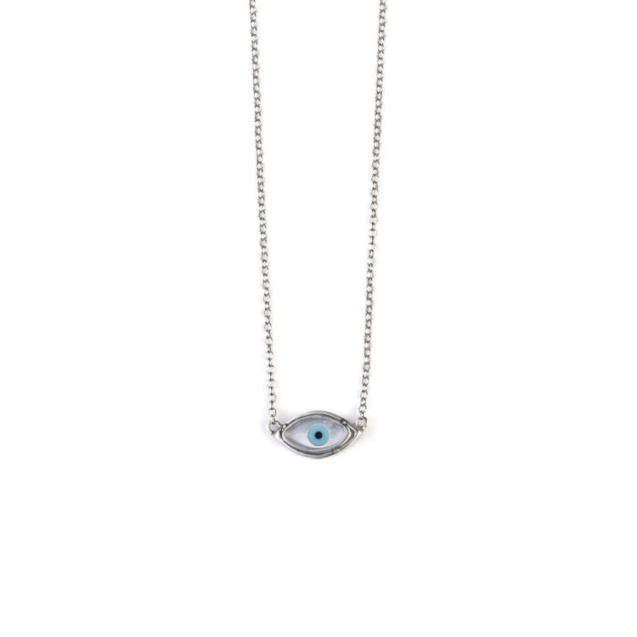 Zirconia Evil Eye Necklace - Sterling Silver 925 - Image 2