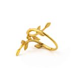 Olive Leaf Branch Ring - 14K Solid Yellow Gold - Image 3