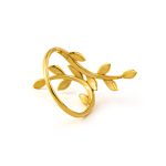 Olive Leaf Branch Ring - 14K Solid Yellow Gold - Image 4