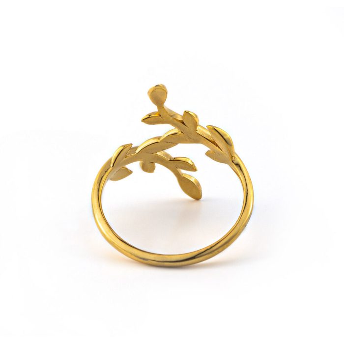 Olive Branch Ring - 14K Solid Yellow Gold - Image 3