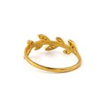 Leaf Ring with Zircon - 14K Solid Yellow Gold - Image 4