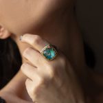 Byzantine Turquoise Doublet Ring - Sterling Silver Gold Plated - Image 2