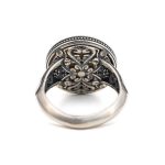 Sterling Silver Gold Plated Round Byzantine Ring with Stones - Image 3