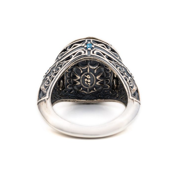 Sterling Silver Gold Plated Byzantine Ring with Swarovski - Image 3