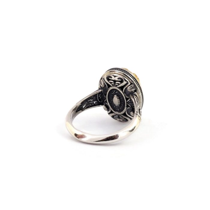 Byzantine Ring with Green Turquoise Doublet Stone - Image 5
