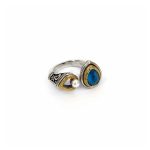 Byzantine Ring with Apatite Doublet Stone and natural pearl - 925 Sterling Silver Gold Plated - Image 3