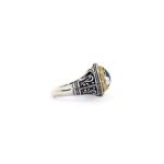 Byzantine Ring with Apatite Doublet Stone and natural pearl - 925 Sterling Silver Gold Plated - Image 4