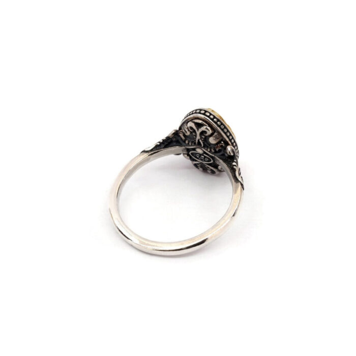 Byzantine Ring with London Blue Topaz Stone  - 925 Sterling Silver Gold Plated - Image 4