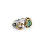 Byzantine Ring Green Turquoise Doublet Stone - 925 Sterling Silver - Image 3