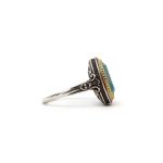 Byzantine Ring with Blue Opal Crystal Stone - 925 Sterling Silver - Image 4