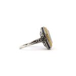 Byzantine Ring with White Opal Stone - 925 Sterling Silver Gold Plated - Image 4