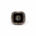 Byzantine Ring with Natural Swiss Blue Topaz Gemstone - 925 Sterling Silver Gold Plated