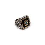 Byzantine Ring with Natural Swiss Blue Topaz Gemstone - 925 Sterling Silver Gold Plated - Image 3