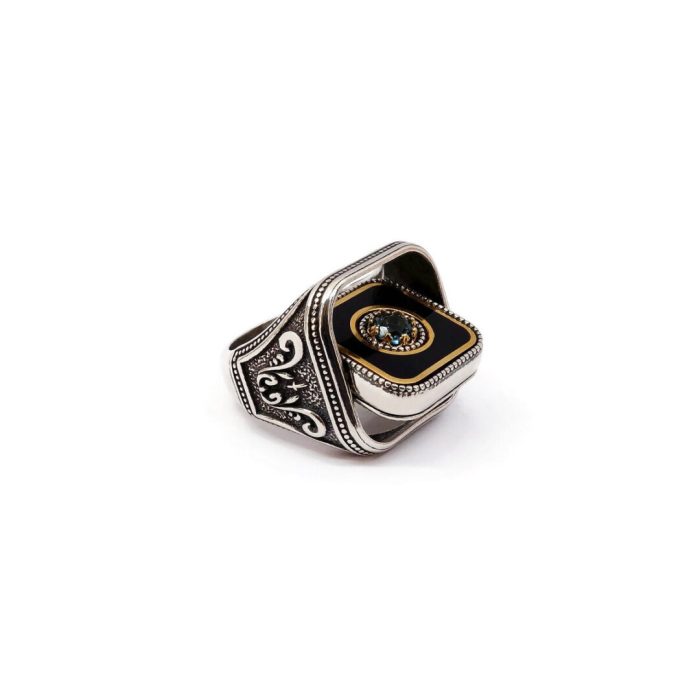 Byzantine Ring with Natural Swiss Blue Topaz Gemstone - Image 2