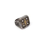 Byzantine Ring with Natural Swiss Blue Topaz Gemstone - 925 Sterling Silver Gold Plated - Image 4
