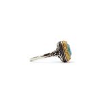 Byzantine Ring with Blue Opal Stone - 925 Sterling Silver Gold Plated - Image 4