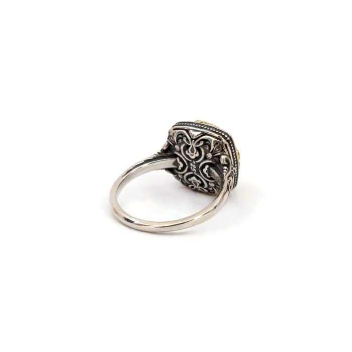 Byzantine Ring with Blue Opal Stone - 925 Sterling Silver Gold Plated - Image 5