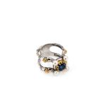 Byzantine Ring with Natural London Blue Topaz Gemstone and Pearl - Image 5