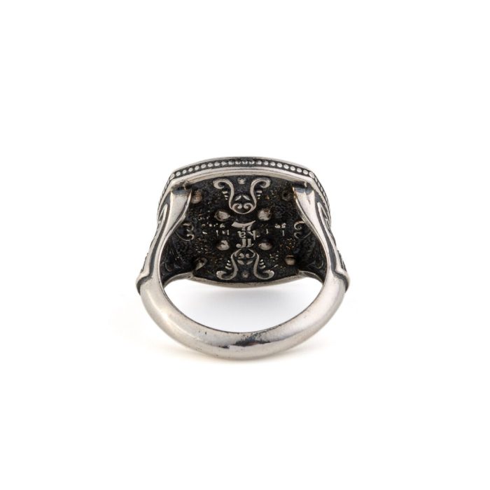 Byzantine Ring with Natural Garnet Gemstone - 925 Sterling Silver Gold Plated - Image 3