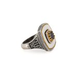Byzantine Ring with Natural Garnet Gemstone - 925 Sterling Silver Gold Plated - Image 4