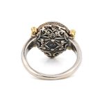 Sterling Silver Gold Plated Byzantine Ring with Crystal - Image 3