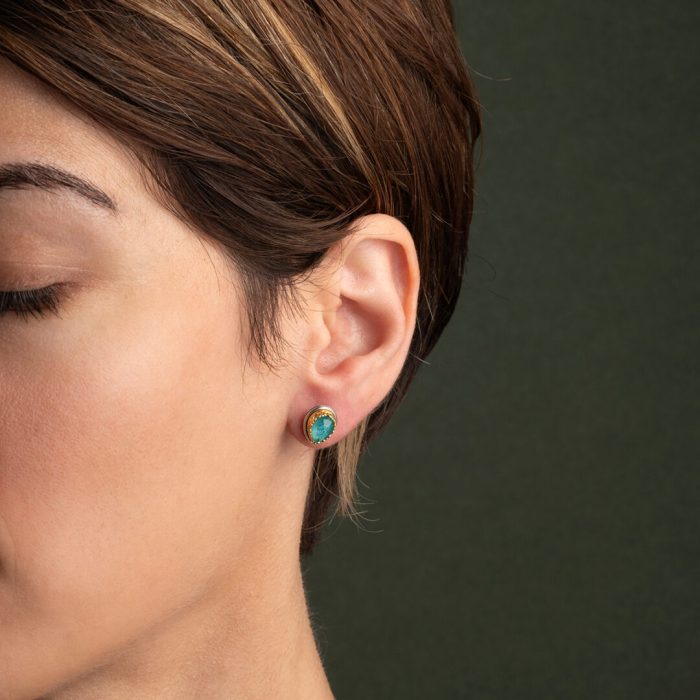 Byzantine Stud Earrings with Gemstone - Image 2